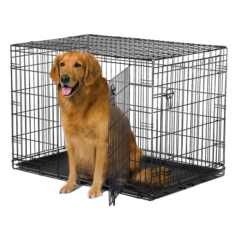 Dog Foldable Wire Mesh Cage with Double Door