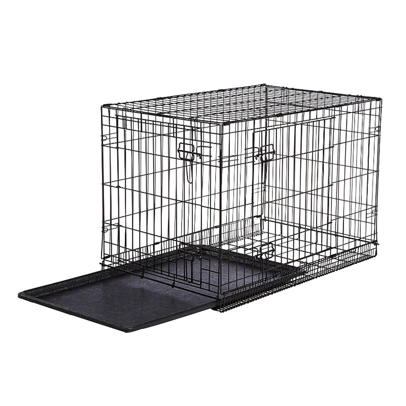 Metal Folding Dog Cage with Double Door