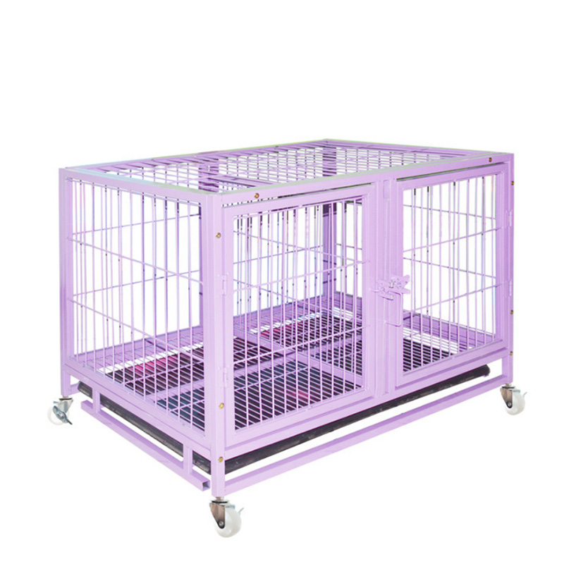 Metal Folding Dog Cage with wheel