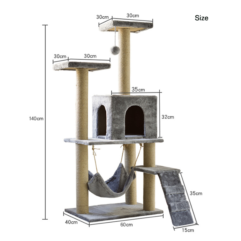 Customized Grey Plush Cat Tower